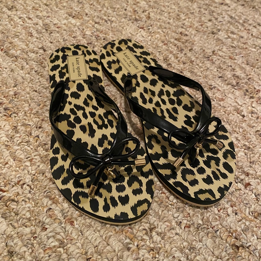 Leopard Kate Spade Bow Flip Flops